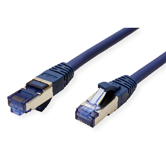 Cordon VALUE Cat.6A (Classe EA) / 10 Gigabit S/FTP, LSOH, bleu, 0,5 m-Lire la description