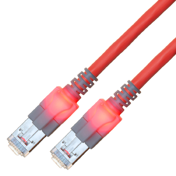 EasyLan DualBoot LED Patchkabel RJ45 S/FTP Kat.6 (Class E), mit saCon Stecker, LSOH, rot, 3 m-Beschreibung lesen