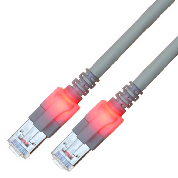 EasyLan DualBoot LED Patchkabel RJ45 S/FTP Kat.6 (Class E), mit saCon Stecker, LSOH, grau, 15 m-Beschreibung lesen
