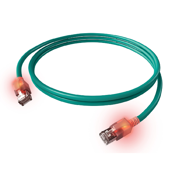 EasyLan DualBoot LED Patchkabel RJ45 S/FTP Kat.6A (Class EA), mit saCon Stecker, LSOH, türkis, 1 m-Beschreibung lesen
