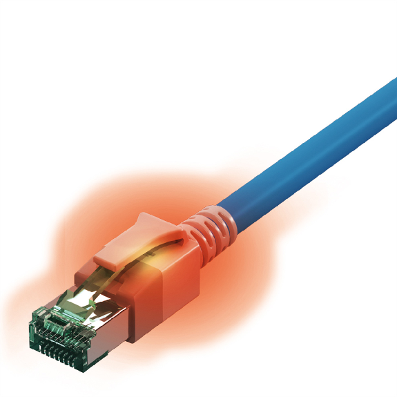 Cordon EasyLan DualBoot LED Cat.6A (Classe EA) S/FTP, LSOH, bleu, 5 m-Lire la description