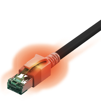 EasyLan DualBoot LED Patchkabel RJ45 S/FTP Kat.6A (Class EA), mit saCon Stecker, LSOH, schwarz, 5 m-Beschreibung lesen
