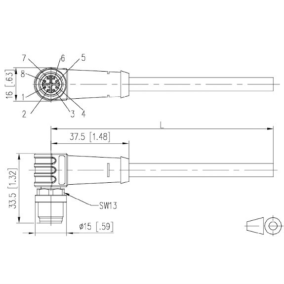 METZ CONNECT Anschlussleitung M12 Stecker 8-polig X-kodiert, gewinkelt, 2 m-Beschreibung lesen