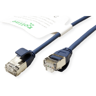 ROLINE GREEN Cordon DataCenter U/FTP Cat.6A (Classe EA), LSOH, slim, bleu, 2 m-Lire la description