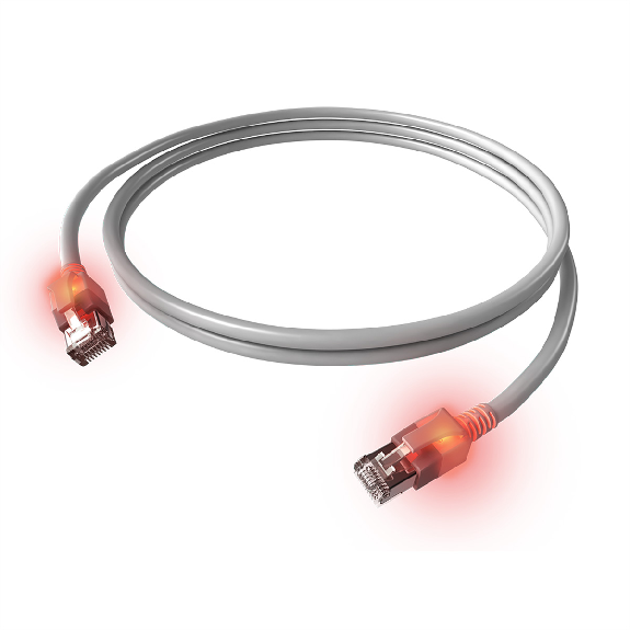 Cordon EasyLan DualBoot LED Cat.6A (Classe EA) S/FTP, LSOH, gris, 7 m-Lire la description
