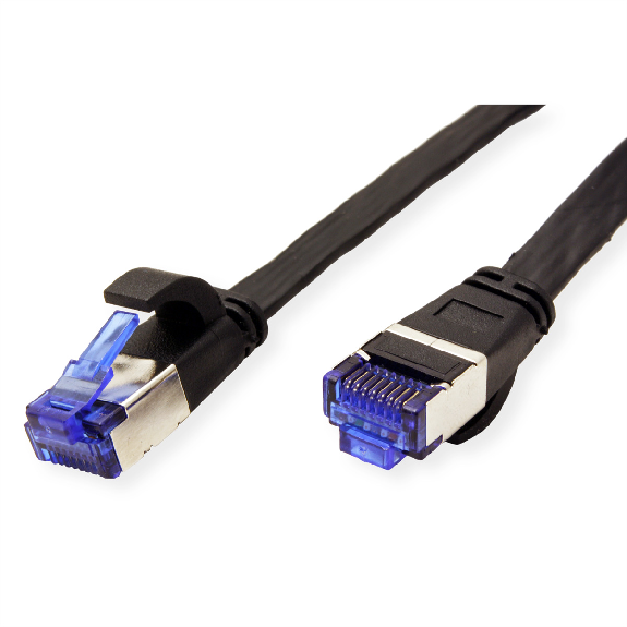 Cordon VALUE Cat.6A (Classe EA) F/UTP confectionné, plat, noir, 5 m-Lire la description