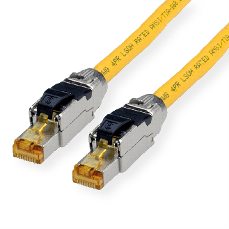 Cordon ROLINE Cat.8 (Classe I) S/FTP (PiMF) solide LSOH, jaune, 2 m-Lire la description