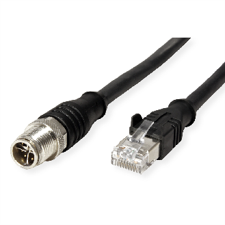 METZ CONNECT Verbindungsleitung M12 ST-RJ45 ST, 4-polig X-kodiert, schwarz, 2 m-Beschreibung lesen