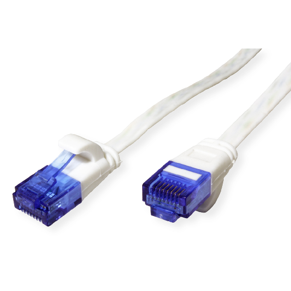 Cordon VALUE Cat.6A (Classe EA) UTP confectionné, plat, blanc, 5 m-Lire la description