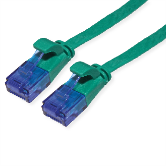 Cordon VALUE Cat.6A (Classe EA) UTP confectionné, plat, vert, 1 m-Lire la description