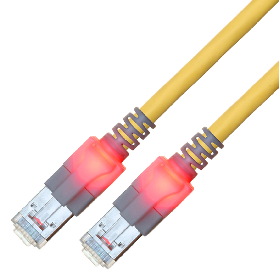 Cordon EasyLan DualBoot LED Cat.6 (Classe E) S/FTP, LSOH, jaune, 10 m-Lire la description