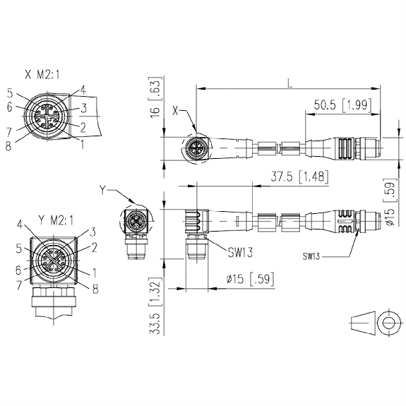 METZ CONNECT Verbindungsleitung M12 ST-M12 ST, 8-pol X-kodiert, gerade-gewinkelt, 1 m-Beschreibung lesen