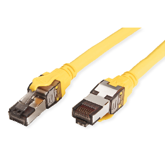 Cordon ROLINE Cat.8 (Classe I) S/FTP (PiMF) fils tressés, LSOH, jaune, 3 m-Lire la description