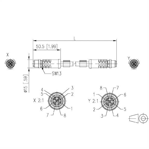 METZ CONNECT Verbindungsleitung M12 ST-M12 ST, 8-pol X-kodiert, gerade-gerade, Schleppkette, 2 m-Beschreibung lesen