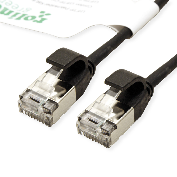 ROLINE GREEN Cordon DataCenter U/FTP Cat.6A (Classe EA), LSOH, slim, noir, 0,15 m-Lire la description