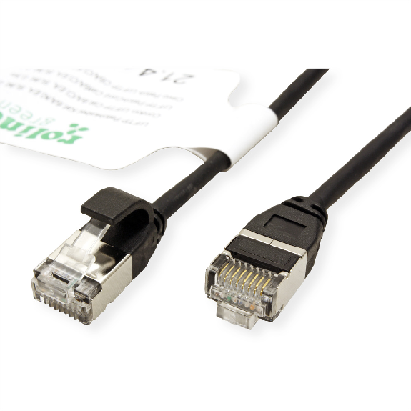 ROLINE GREEN Cordon DataCenter U/FTP Cat.6A (Classe EA), LSOH, slim, noir, 0,15 m-Lire la description