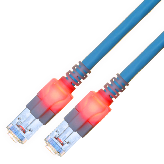 EasyLan DualBoot LED Patchkabel RJ45 S/FTP Kat.6 (Class E), mit saCon Stecker, LSOH, blau, 25 m-Beschreibung lesen