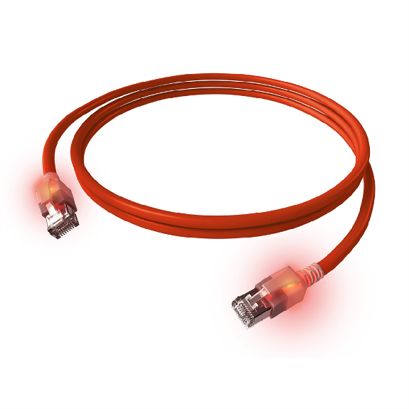 Cordon EasyLan DualBoot LED Cat.6A (Classe EA) S/FTP, LSOH, rouge, 2 m-Leggi tutto