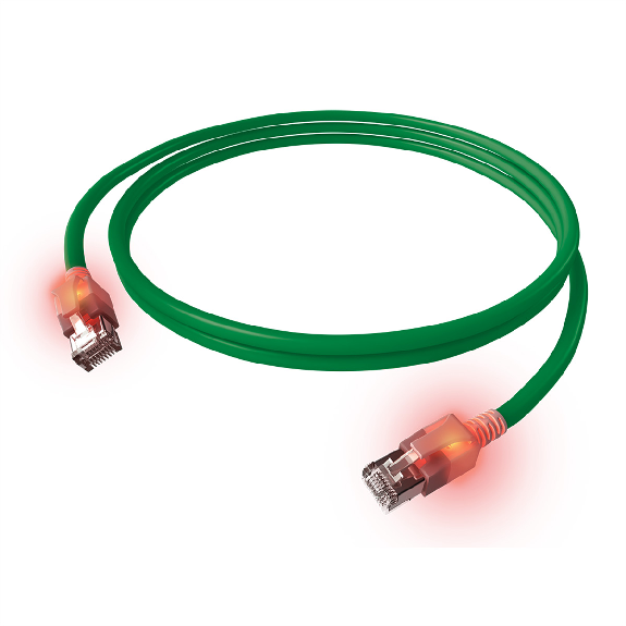 EasyLan DualBoot LED Patchkabel RJ45 S/FTP Kat.6A (Class EA), mit saCon Stecker, LSOH, grün, 5 m-Beschreibung lesen