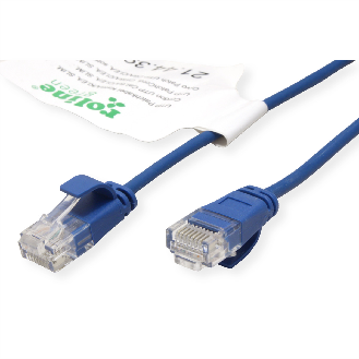 ROLINE GREEN UTP Patchkabel Kat.6A (Class EA), LSOH, slim, blau, 0,3 m-Beschreibung lesen