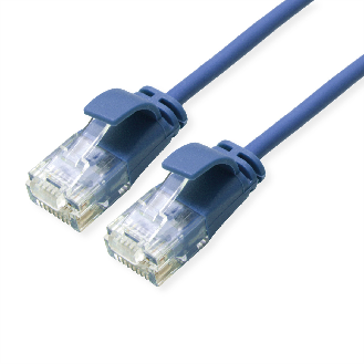 ROLINE GREEN UTP Patchkabel Kat.6A (Class EA), LSOH, slim, blau, 0,3 m-Beschreibung lesen