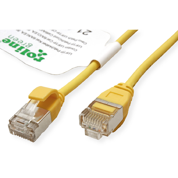 ROLINE GREEN Cordon DataCenter U/FTP Cat.6A (Classe EA), LSOH, slim, jaune, 5 m-Lire la description