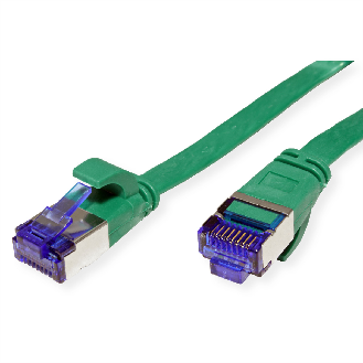 Cordon VALUE Cat.6A (Classe EA) F/UTP confectionné, plat, vert, 0,5 m-Lire la description