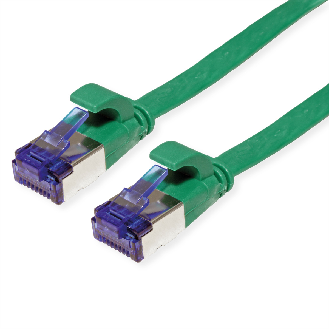 Cordon VALUE Cat.6A (Classe EA) F/UTP confectionné, plat, vert, 0,5 m-Lire la description