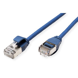 ROLINE Cordon DataCenter U/FTP Cat.6A (Classe EA), LSOH, slim, bleu, 0,5 m-Lire la description