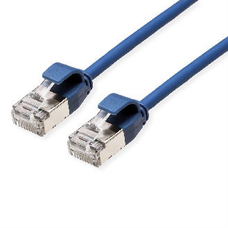 ROLINE Cordon DataCenter U/FTP Cat.6A (Classe EA), LSOH, slim, bleu, 0,5 m-Lire la description