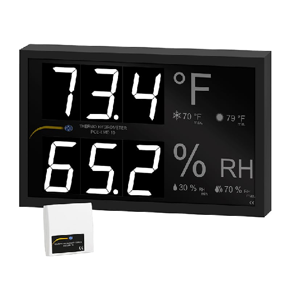 PCE Instruments Temperatur- und Feuchtigkeitsanzeige PCE-EMD 10 |Messbereich Temperatur 32,0  122,0 °F |Wandmontage-Beschreibung lesen