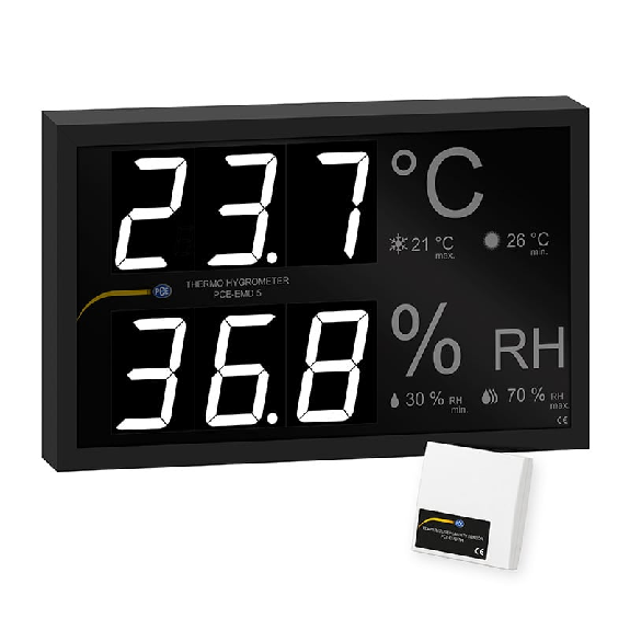 Temperatur- und Feuchtigkeitsanzeige PCE-EMD 5 | Messbereich Temperatur 0,0 50,0 °C | Wandmontage-Beschreibung lesen