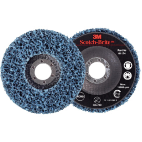 Disco limp. g grueso 3M CG-RD Scotch-Brite, 115 x 22 mm, disco f. vidrio, azul-Leer más