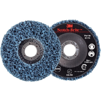 Disco limp. g grueso 3M CG-RD Scotch-Brite, 115 x 22 mm, disco f. vidrio, azul-Leer más