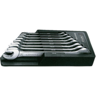 Llave abierta doble HAZET, 8 pzs., 6x7-21x22 mm DIN 3110, en sop. suj. Remschei-Leer más