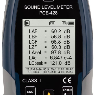 PCE Instruments Schallpegelmessgerät PCE-428-EKIT Genauigkeitsklasse 2 |Outdoor Messung |inkl. 1/1 Oktavband-Beschreibung lesen