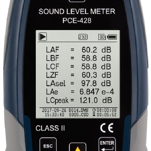 PCE Instruments Sonomètre PCE-428-EKIT Classe 2 |Filtre 1/1 bande d'octaves inclus-Lire la description
