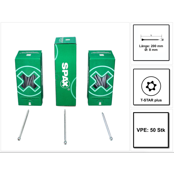 SPAX ZylKo T-STAR+ 8,0x200 VG Wirox SPAX ZylKo T-STAR+ 8,0x200 VG Wirox-Beschreibung lesen