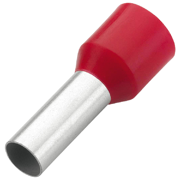 Aderendhülsen isoliert, Querschnitt 10,0 mm², Länge 22 mm, rot Aderendhülsen isoliert, Querschnitt 10,0 mm², Länge 22 mm, rot-Beschreibung lesen