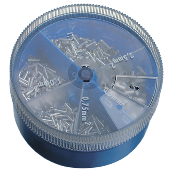 Aderendhülsen-Sortiment, unisoliert, 0,5 - 2,5 mm², Streudose Aderendhülsen-Sortiment, unisoliert, 0,5 - 2,5 mm², Streudose-Beschreibung lesen