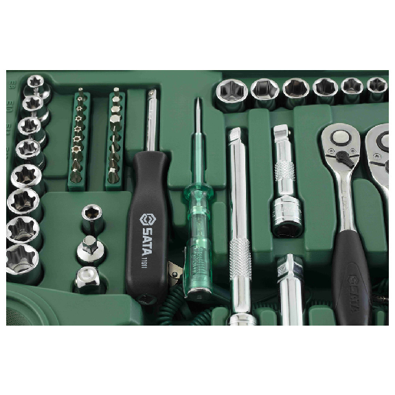 124 Tlg. 1/4", 3/8" & 1/2" 6-Kant Steckschlüssel & Ringmaulschlüssel Set,-Beschreibung lesen