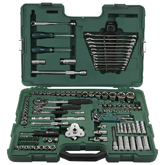 124 Tlg. 1/4", 3/8" & 1/2" 6-Kant Steckschlüssel & Ringmaulschlüssel Set,-Beschreibung lesen