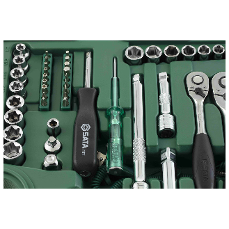 124 Tlg. 1/4", 3/8" & 1/2" 6-Kant Steckschlüssel & Ringmaulschlüssel Set,-Beschreibung lesen