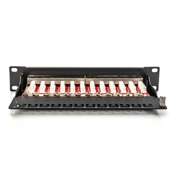 Patchpanel, Cat. 6A, 10", geschirmt 12-Port, 1HE, schwarz-Beschreibung lesen