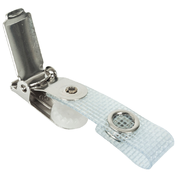 Metallclip für Ausweis-/Kartenhalter, textilverstärkte Lasche Metallclip für Ausweis-/Kartenhalter, textilverstärkte Lasche-Beschreibung lesen