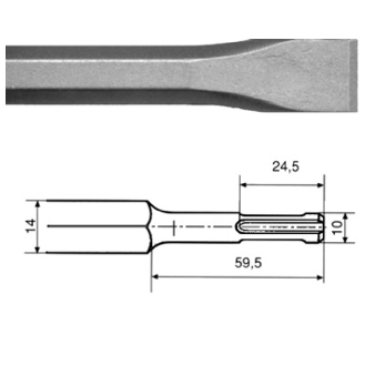 Flachmeißel, SDS-plus Aufnahme, Länge 250 mm, Breite 20 mm-Beschreibung lesen