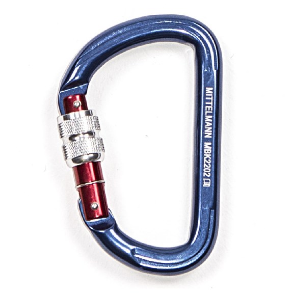 MITTELMANN CARABINER HOW MBK 2202, EN 362, Aluminium-Lire la description