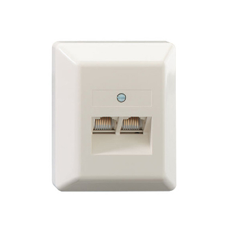 UAE Anschlussdose Cat.3, 2 x RJ45 AP UAE 8/8(8/8) LSA, Aufp, reinweiß-Beschreibung lesen
