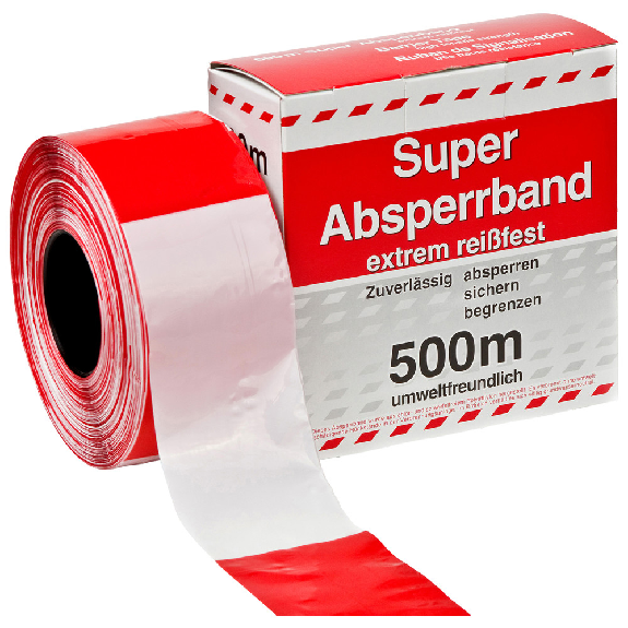 Absperrband, Polizeiabsperrung, rot/weiß, 500 m Absperrband, Polizeiabsperrung, rot/weiß, 500 m-Beschreibung lesen