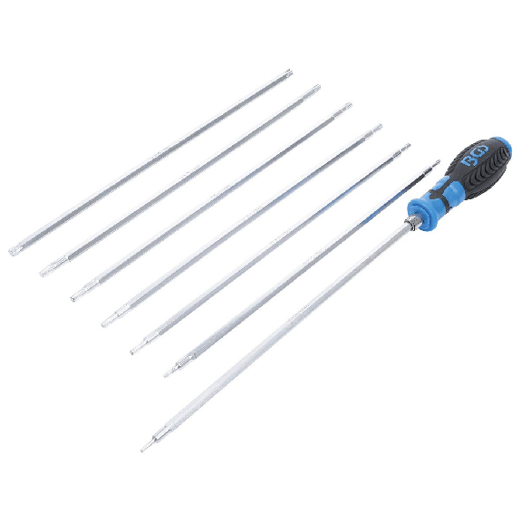 Schraubendreher-Satz mit Wechselklingen T-Profil Torx mit Bohrung 8-tlg. Schraubendreher-Satz mit Wechselklingen T-Profil Torx mit Bohrung 8-tlg.-Beschreibung lesen